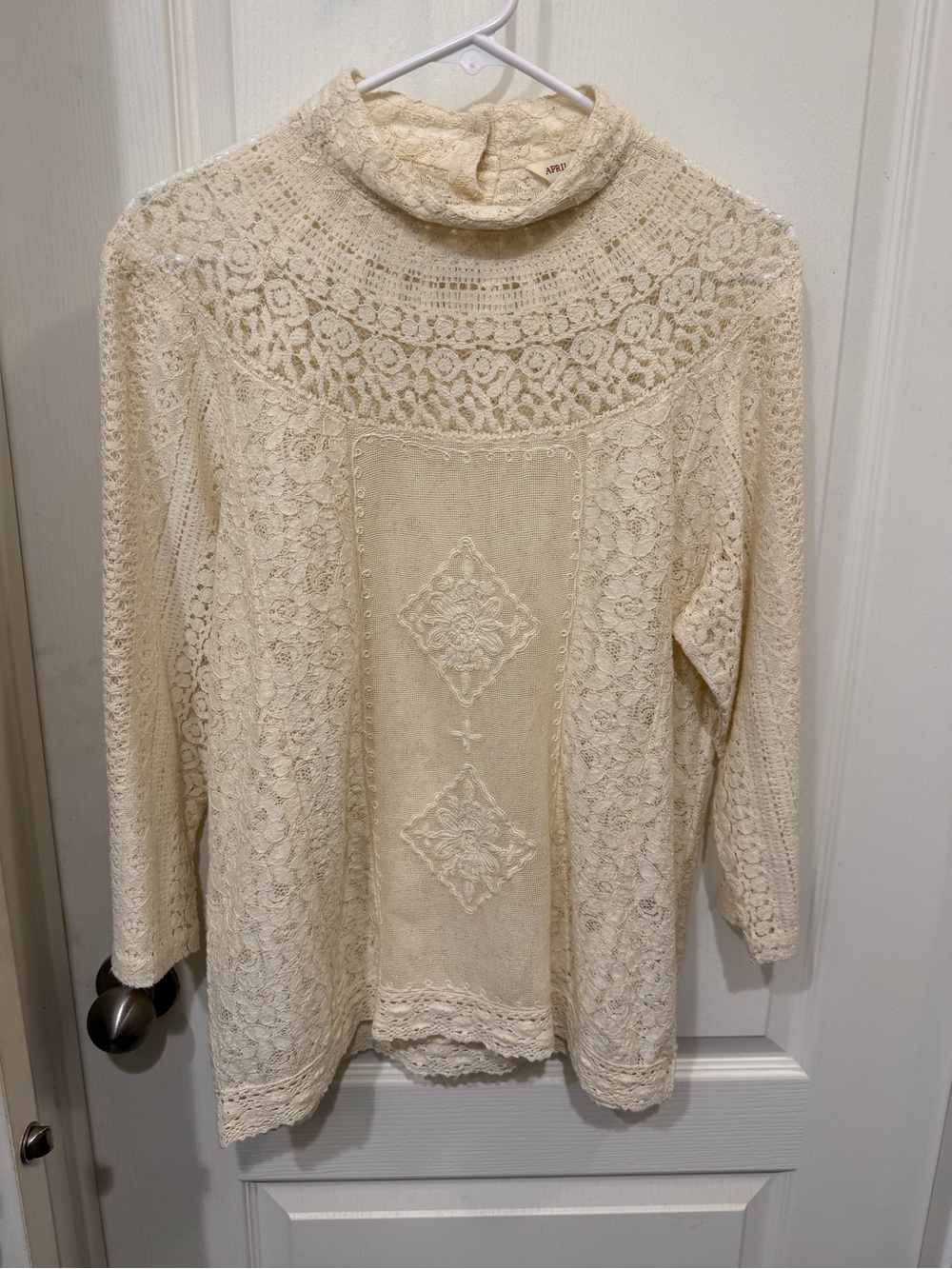 April Cornell Cream Lace Turtleneck Sweater